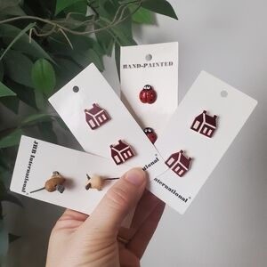 Vintage Buttons Hand Painted JHB International Lot Mouses Lady Bugs Houses